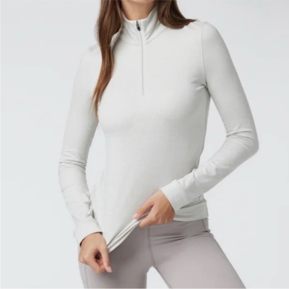 Vuori Tops - Vuori Halo Essential Half Zip hesthered oyster M
